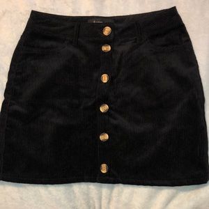 Corduroy Black Mini Skirt